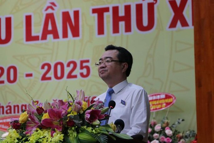 Ông Nguyễn Thanh Nghị - Ủy viên Trung ương Đảng, Bí thư Tỉnh ủy tỉnhKiên Giang phát biểu tại Đại hội